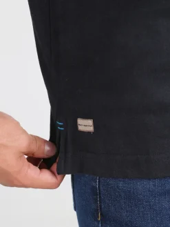 Be Board Polo da uomo a maniche lunghe in cotone - blu scuro