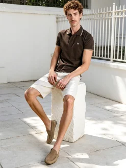 Be Board Polo in cotone da uomo a maniche corte - moro