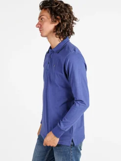 Be Board Polo uomo a maniche lunghe in cotone - blu