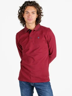 Be Board Polo uomo a maniche lunghe in cotone - bordeaux