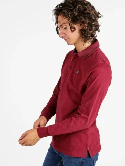 Be Board Polo uomo a maniche lunghe in cotone - bordeaux