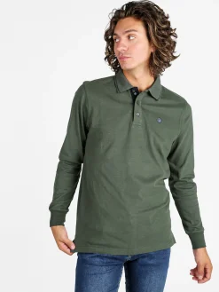 Be Board Polo uomo a maniche lunghe in cotone - miltare
