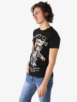 Belman T-shirt da uomo in cotone con stampa orsacchiotto - nero