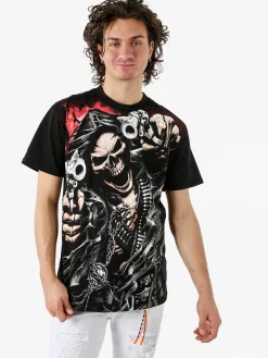 Belman T-shirt da uomo in cotone con stampa - nero
