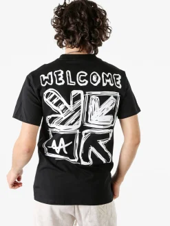 Belman T-shirt da uomo in cotone con stampa dietro - nero