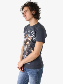 Belman T-shirt da uomo in cotone con stampa orsacchiotto - grigio scuro