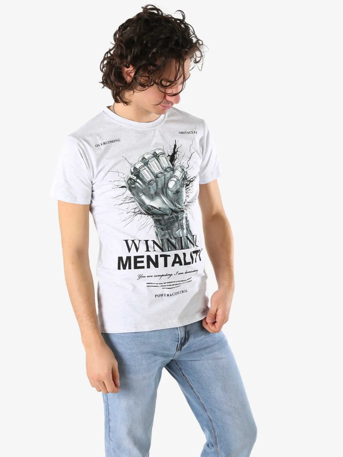 Belman T-shirt da uomo in cotone con stampa - bianco