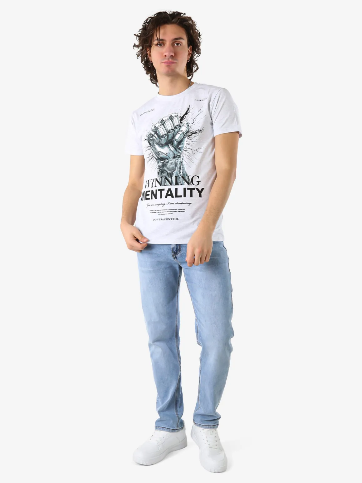 Belman T-shirt da uomo in cotone con stampa - bianco