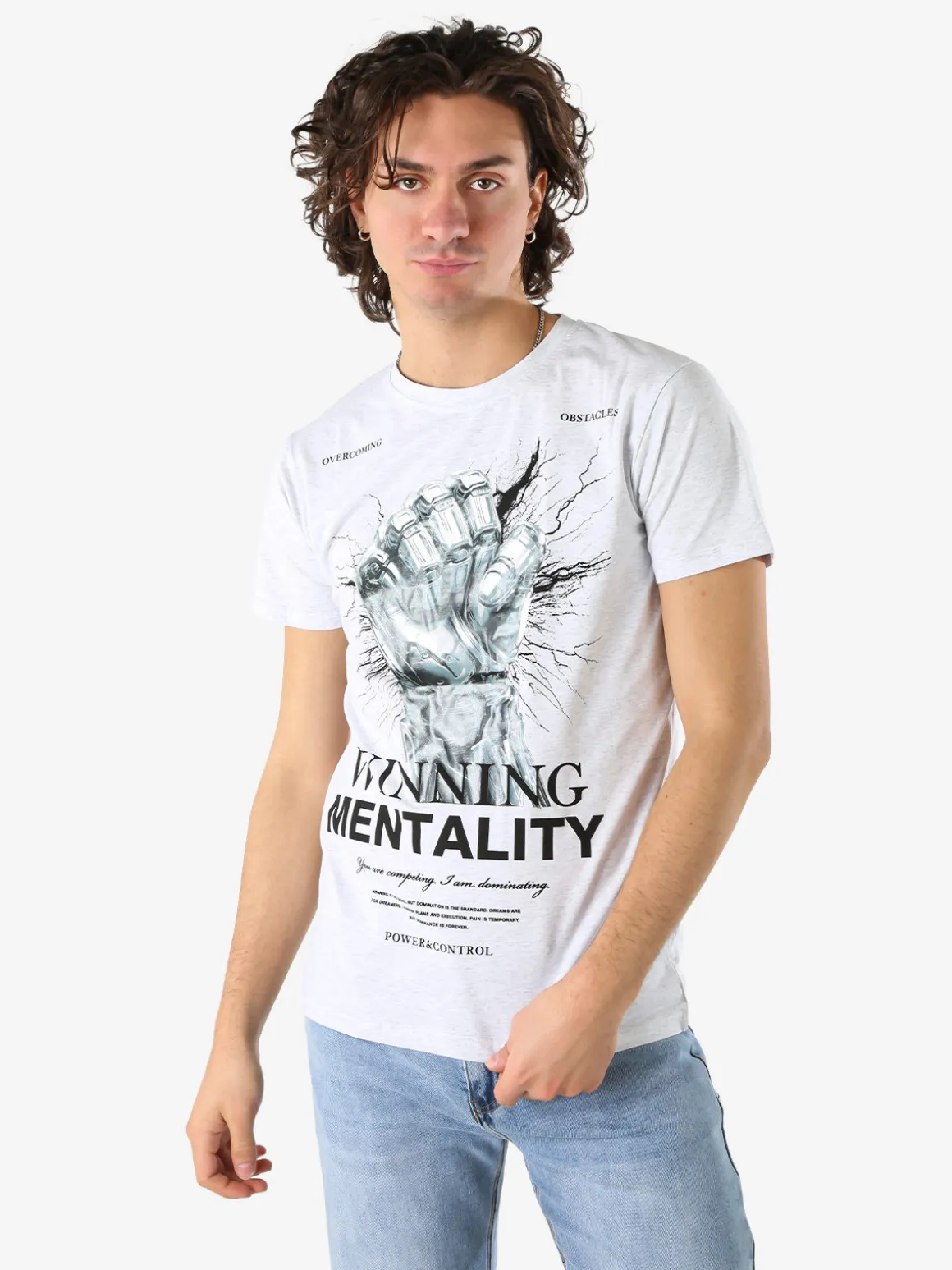 Belman T-shirt da uomo in cotone con stampa - bianco