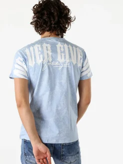 Belman T-shirt girocollo da uomo in cotone con stampe - azzurro