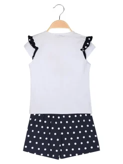 Best Girl'S Completo corta da bambina 2 pezzi con t-shirt e shorts a pois