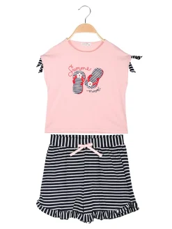 Best Girl'S Completo corto da bambina 2 pezzi con shorts a righe