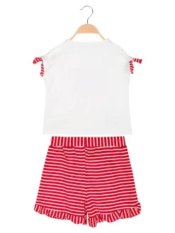 Best Girl'S Completo corto da bambina 2 pezzi con shorts a righe