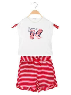 Best Girl'S Completo corto da bambina 2 pezzi con shorts a righe