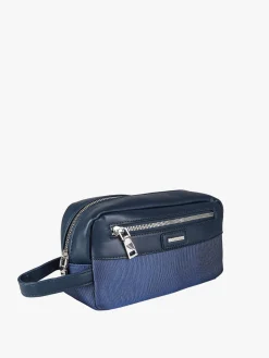 Biagiotti Uomo Beauty case da viaggio per uomo in tessuto e ecopelle - blu scuro