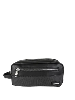 Biagiotti Uomo Beauty case da viaggio da uomo in tessuto e ecopelle - nero