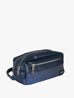 Biagiotti Uomo Beauty case da viaggio da uomo in tessuto e ecopelle - blu scuro