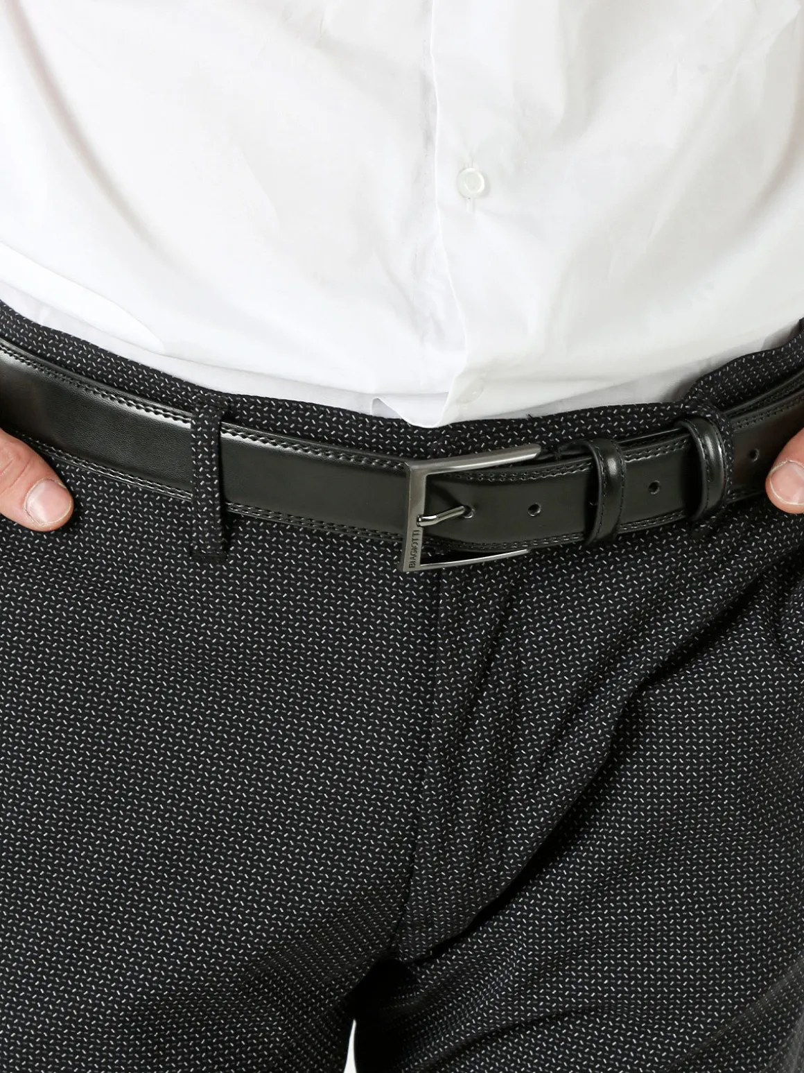 Biagiotti Uomo Cintura da uomo in pelle rivestita - nero