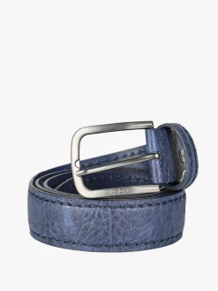 Biagiotti Uomo Cintura da uomo con fodera in pelle - blu scuro