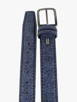 Biagiotti Uomo Cintura da uomo con fodera in pelle - blu scuro