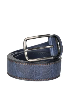 Biagiotti Uomo Cintura da uomo con fodera in pelle - blu scuro