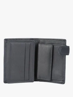 Biagiotti Uomo Mini portafoglio in pelle da uomo verticale con bottone - blu scuro