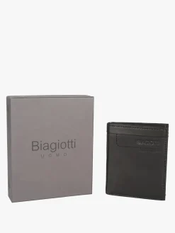 Biagiotti Uomo Mini portafoglio verticale in pelle da uomo - nero