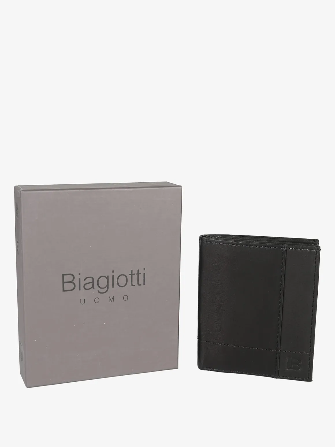 Biagiotti Uomo Mini portafoglio verticale in pelle da uomo - nero