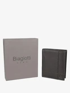 Biagiotti Uomo Mini portafoglio verticale in pelle da uomo - moro