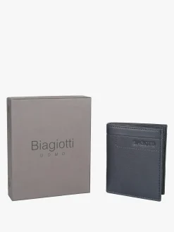 Biagiotti Uomo Mini portafoglio verticale in pelle da uomo - blu scuro