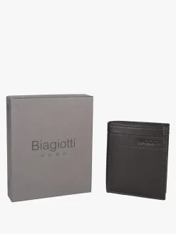 Biagiotti Uomo Mini portafoglio verticale in pelle da uomo - moro