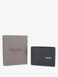 Biagiotti Uomo Portafoglio in pelle da uomo mini - blu scuro