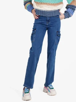 Blue Skk Jeans donna con tasconi laterali a gamba dritta