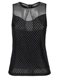 Bluoltremare Canotta donna in velluto con tulle