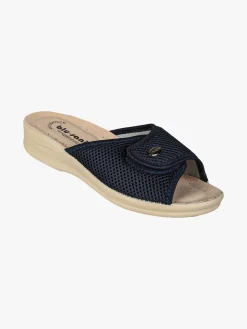Blu Star Ciabatte donna con cinturino a strappo e plantare in pelle - blu scuro