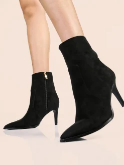 Bottega22 Stivaletti donna scamosciati a punta con tacco a spillo - nero