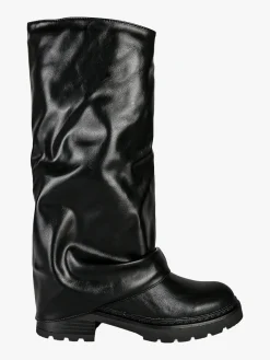 Bottega22 Stivali donna con gambale arricciato - nero