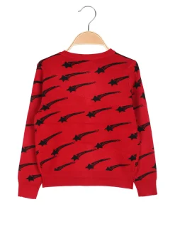 Bouny Baby Cardigan da bambina in maglia con bottoni - rosso