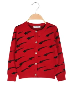 Bouny Baby Cardigan da bambina in maglia con bottoni - rosso