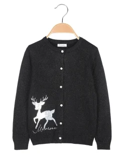 Bouny Baby Cardigan da bambina in maglia lurex con bottoni di perle