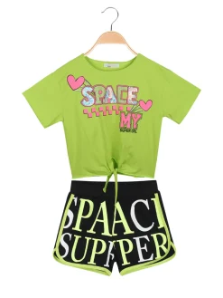 Bouny Baby Completo 2 pezzi da bambina con t-shirt annodata e shorts