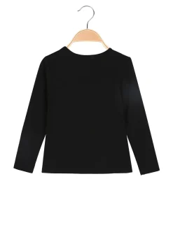 Bouny Baby T-shirt da bambina a maniche lunghe con strass - nero