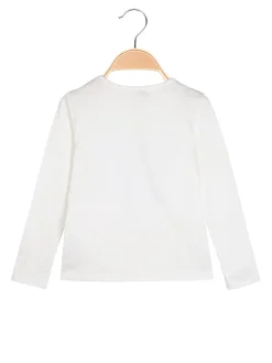 Bouny Baby T-shirt da bambina a maniche lunghe con strass - bianco