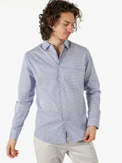 Bread & Buttons Camicia da uomo in cotone a maniche lunghe con stampe - blu