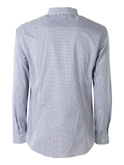 Bread & Buttons Camicia da uomo in cotone a maniche lunghe con stampe - blu