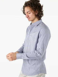 Bread & Buttons Camicia da uomo in cotone a maniche lunghe con stampe - blu