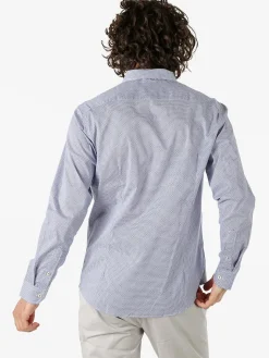 Bread & Buttons Camicia da uomo in cotone a maniche lunghe con stampe - blu