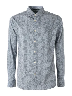 Bread & Buttons Camicia da uomo in cotone a maniche lunghe con stampe - multicolore