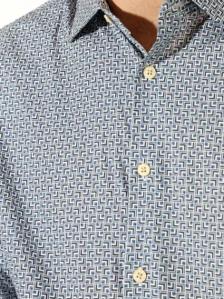 Bread & Buttons Camicia da uomo in cotone a maniche lunghe con stampe - multicolore