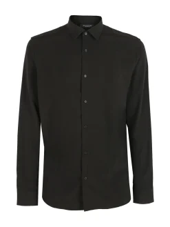 Bread & Buttons Camicia da uomo slim fit microtouch a maniche lunghe